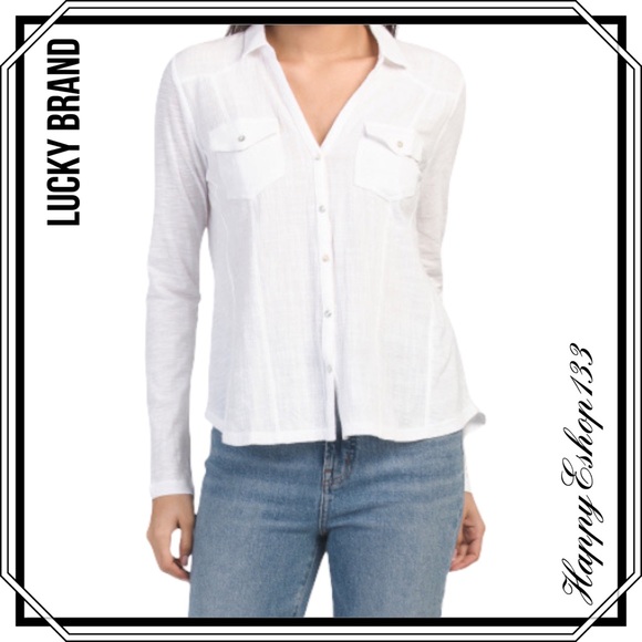 Lucky Brand Womens Gauze Button Down 
